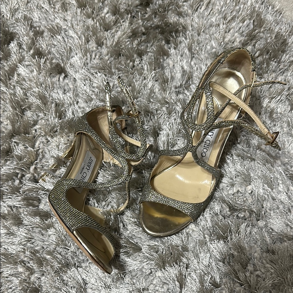 Jimmy Choo Gold Strappy Heels